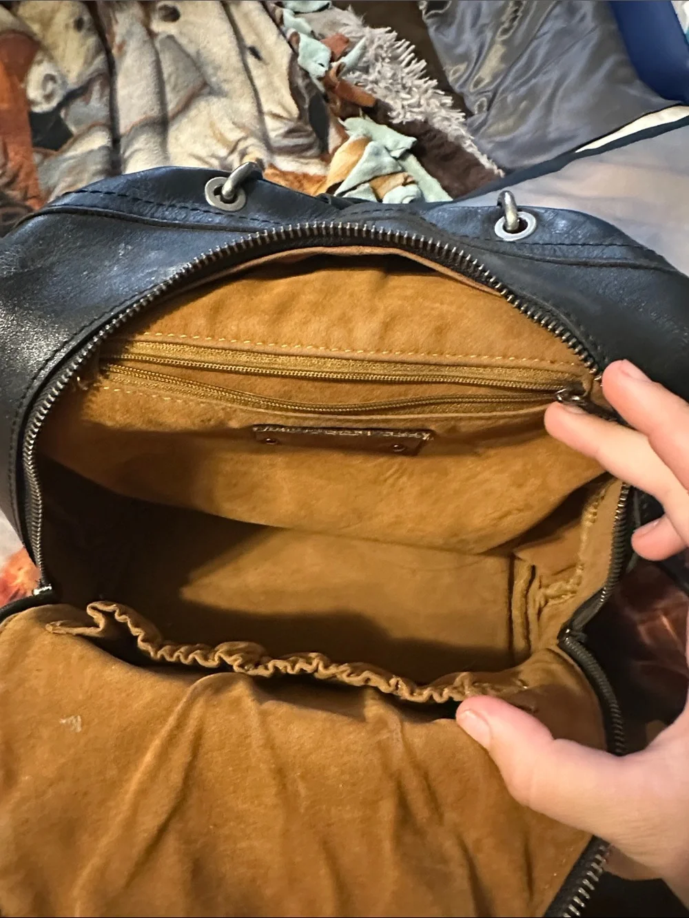 Patricia Nash Black Leather Backpack